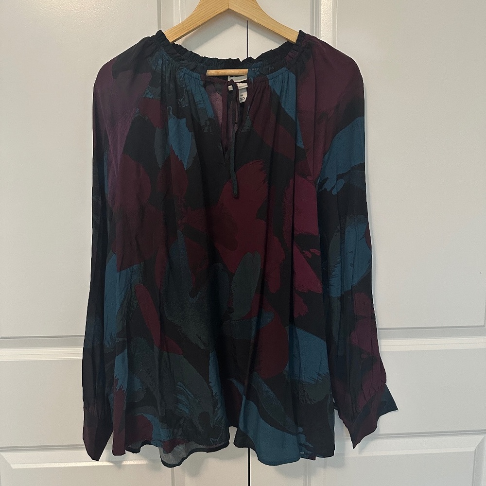 New! Ava&Viv Dark Floral Blouse - 1X